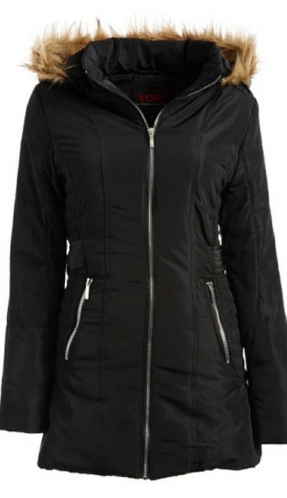 Black Faux lined Puffer coat Size L